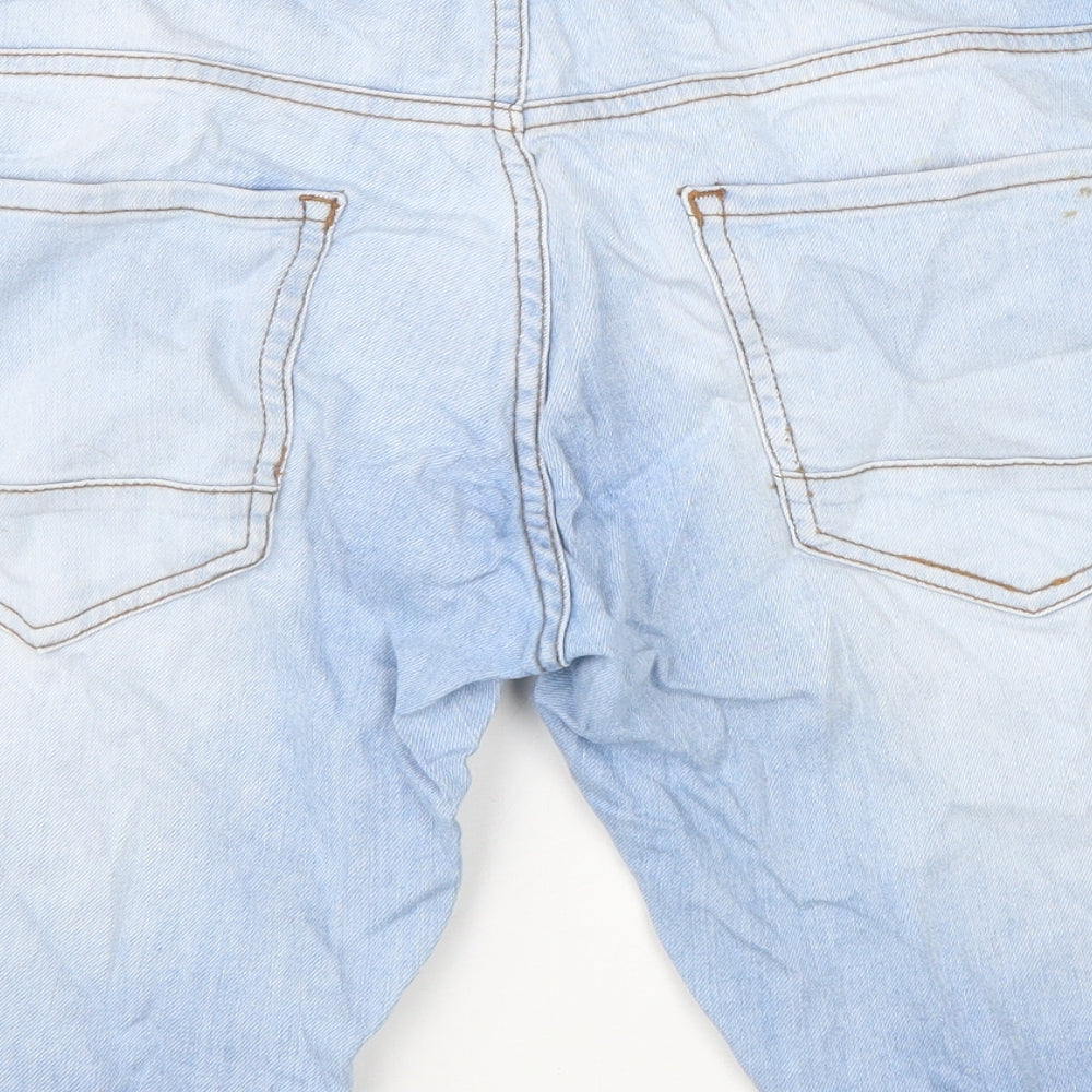 NEXT Mens Blue Cotton Biker Shorts Size 32 in L11 in Regular Zip