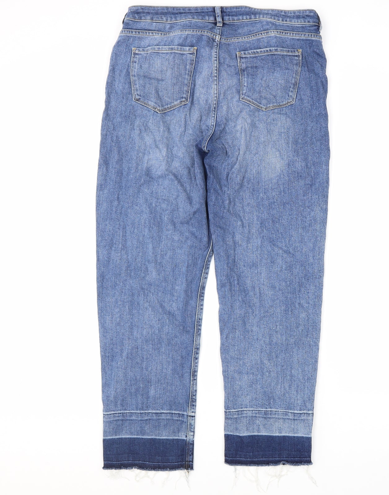 Marks and Spencer Womens Blue Cotton Straight Jeans Size 16 L29 in Regular Zip