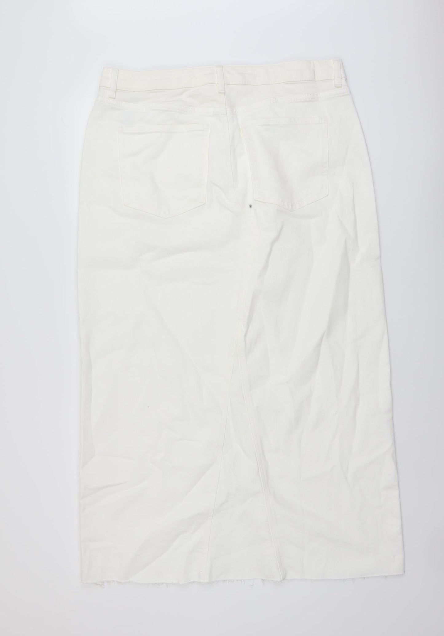 Marks and Spencer Womens Ivory Cotton Straight & Pencil Skirt Size 18 Button