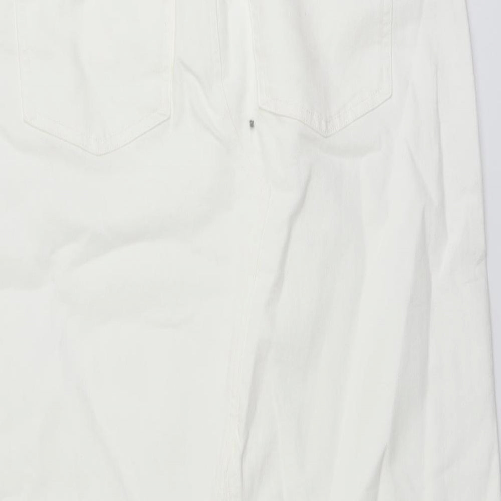 Marks and Spencer Womens Ivory Cotton Straight & Pencil Skirt Size 18 Button