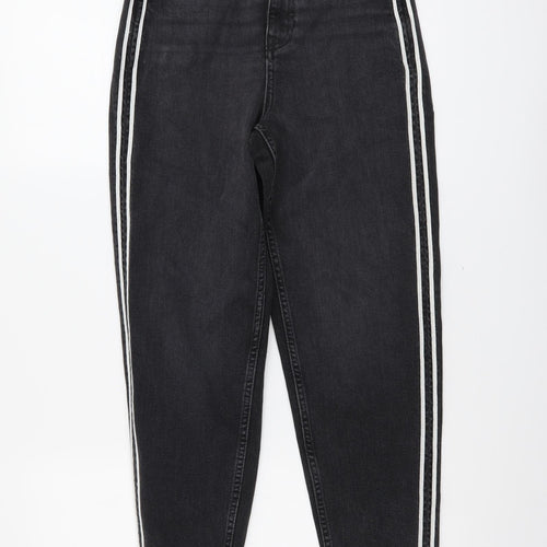Marks and Spencer Womens Grey Cotton Skinny Jeans Size 6 L26 in Regular Button - Side Stripe Detail