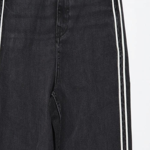Marks and Spencer Womens Grey Cotton Skinny Jeans Size 6 L26 in Regular Button - Side Stripe Detail