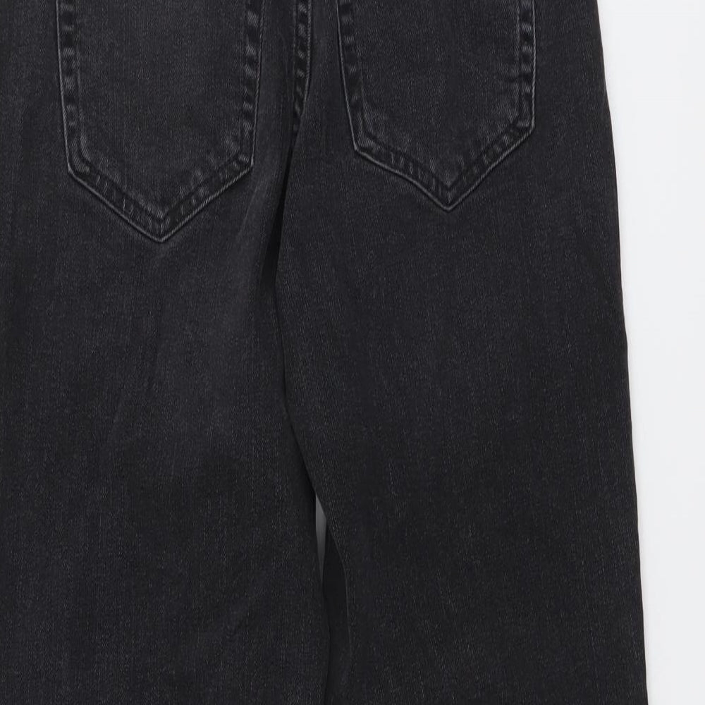 Marks and Spencer Womens Grey Cotton Skinny Jeans Size 6 L26 in Regular Button - Side Stripe Detail