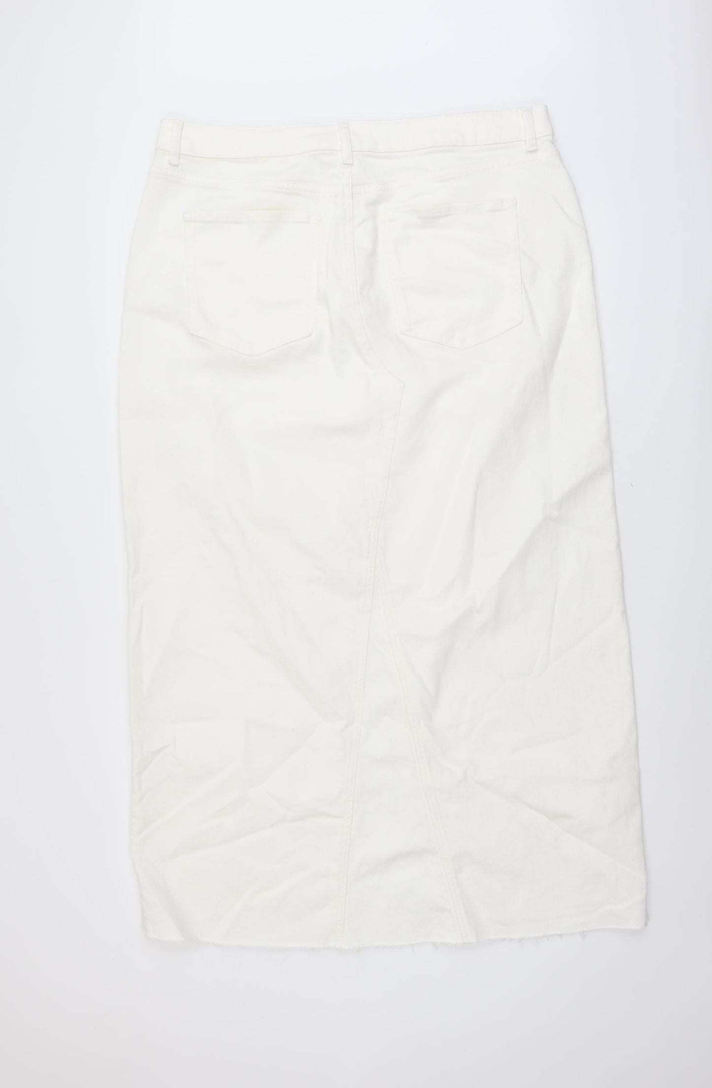Marks and Spencer Womens Ivory Cotton Straight & Pencil Skirt Size 20 Button