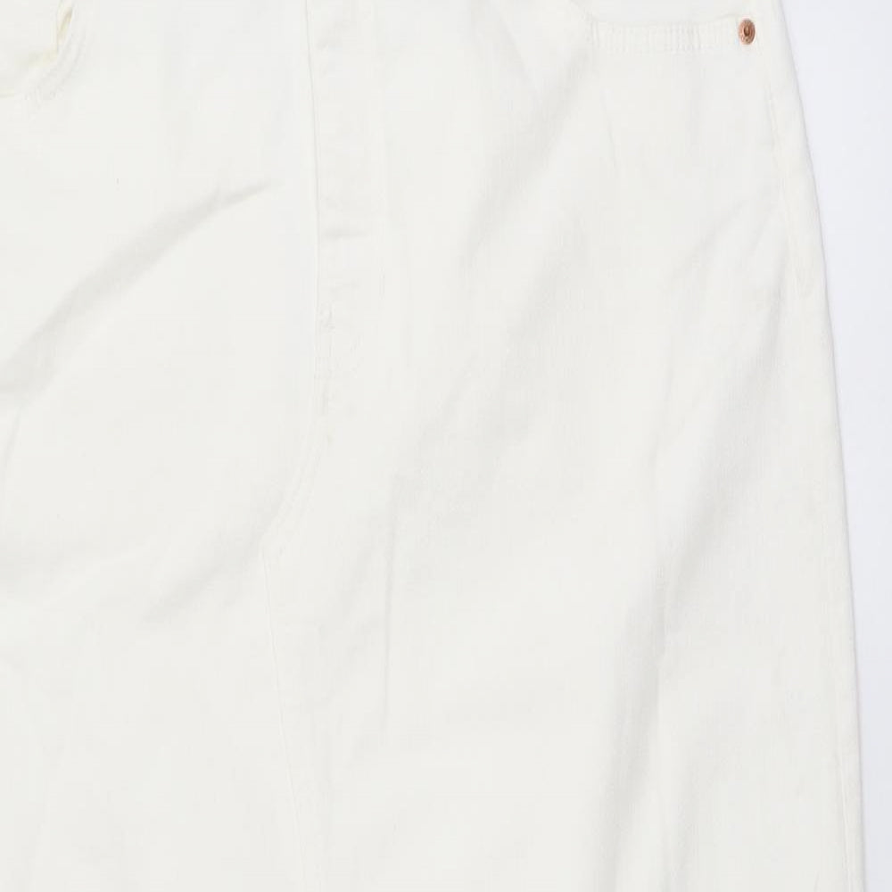 Marks and Spencer Womens Ivory Cotton Straight & Pencil Skirt Size 20 Button