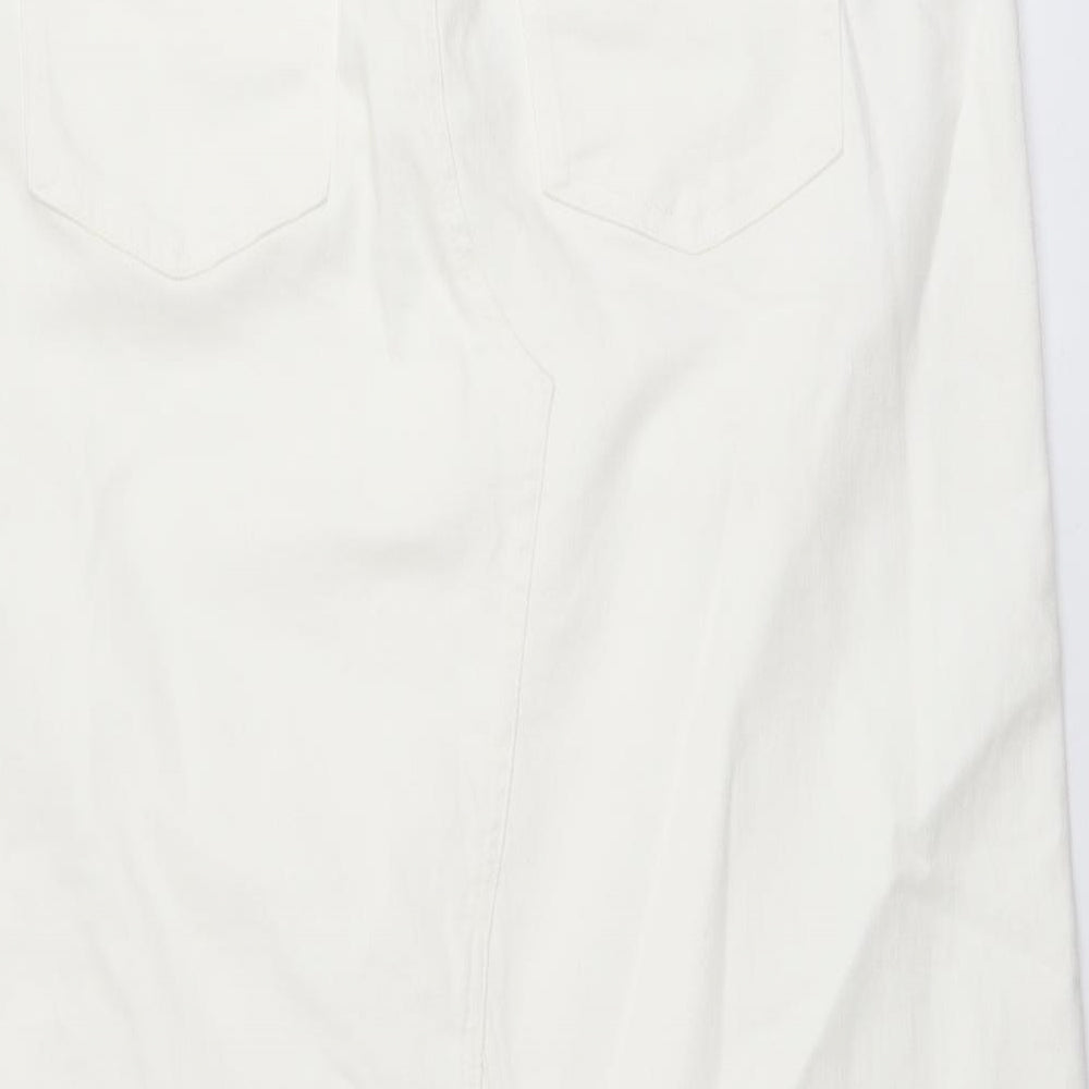 Marks and Spencer Womens Ivory Cotton Straight & Pencil Skirt Size 20 Button