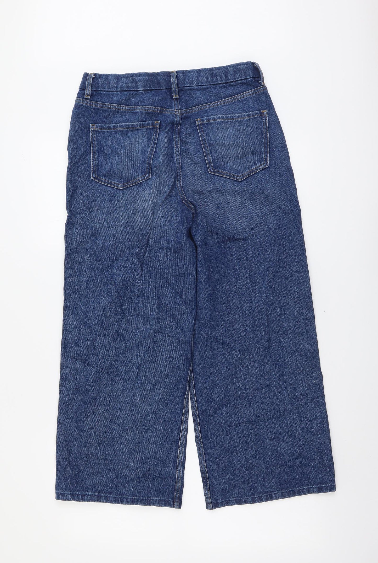 Marks and Spencer Womens Blue Cotton Wide-Leg Jeans Size 10 L24 in Regular Button