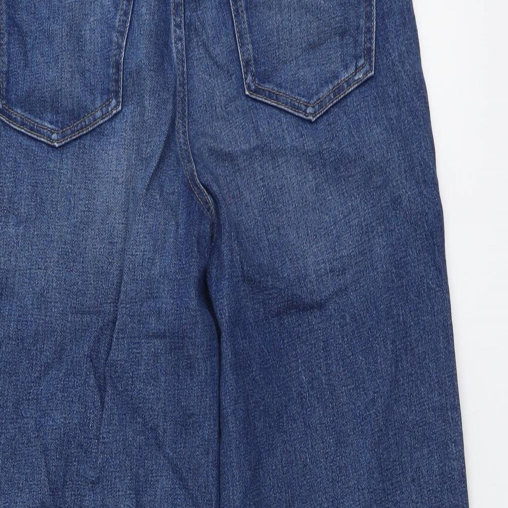 Marks and Spencer Womens Blue Cotton Wide-Leg Jeans Size 10 L24 in Regular Button
