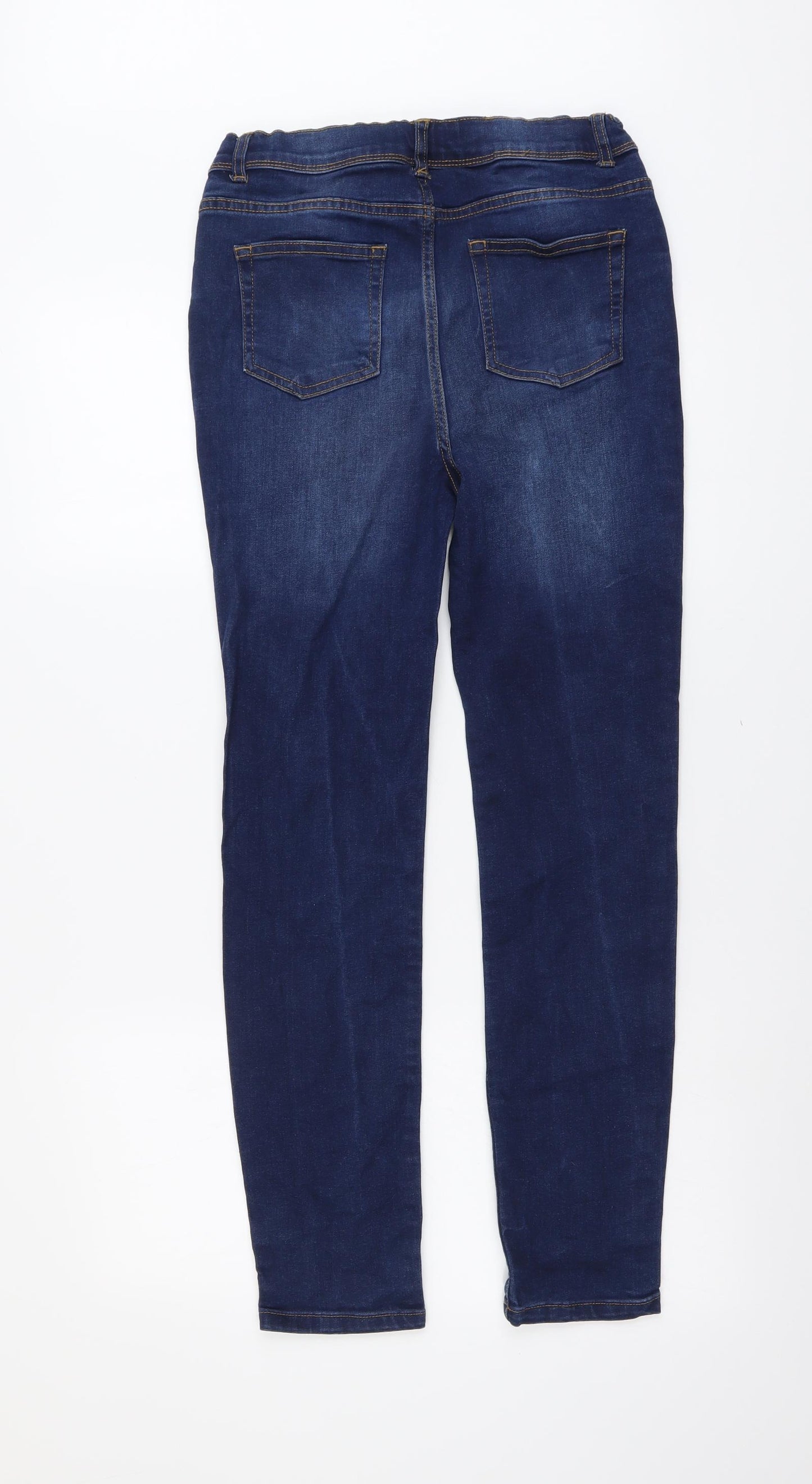 Denim & Co. Boys Blue Cotton Straight Jeans Size 13-14 Years Regular Button