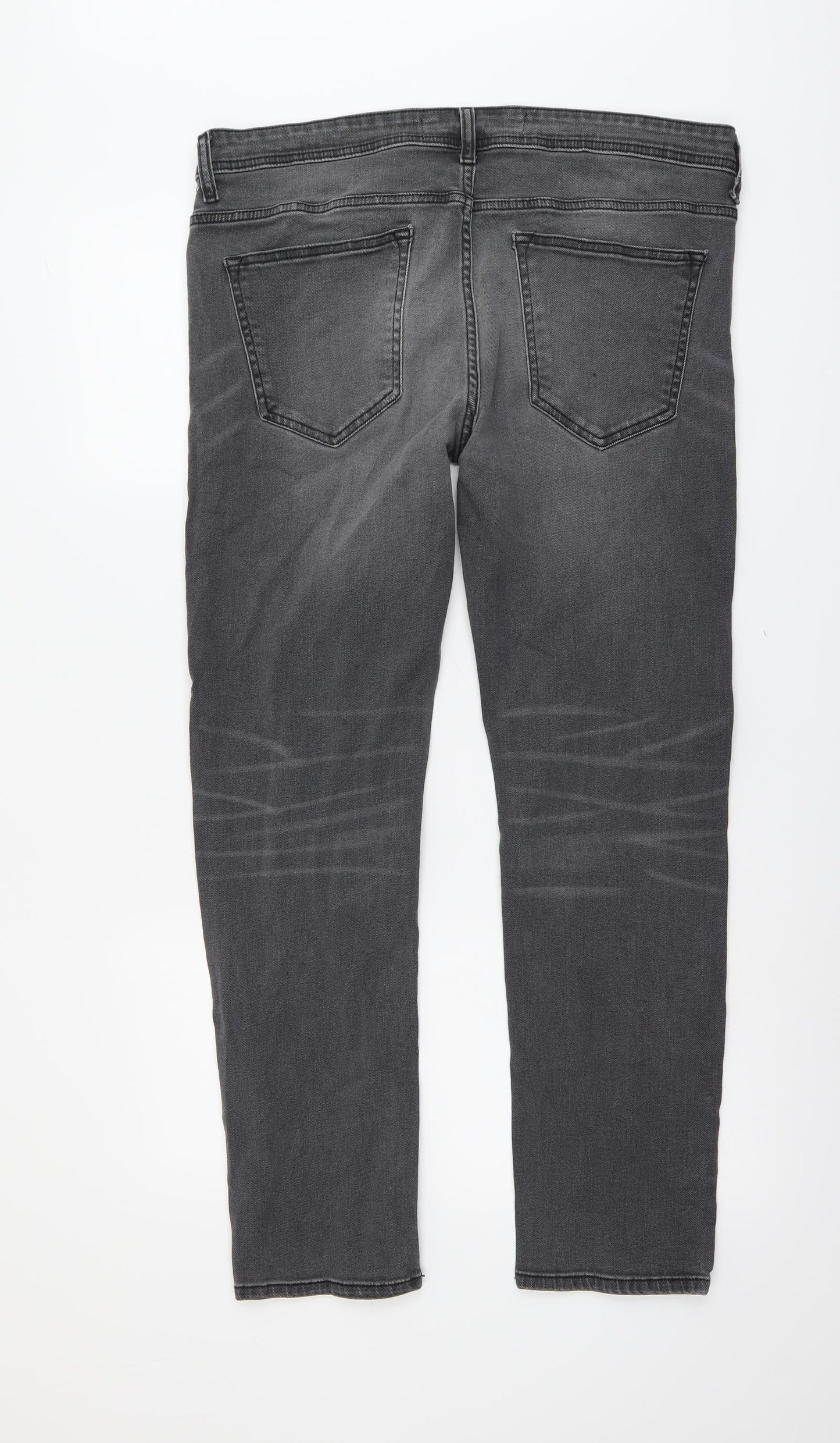 Burton Mens Grey Cotton Skinny Jeans Size 36 in L29 in Regular Button