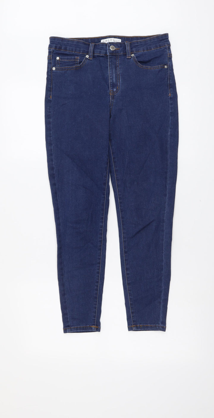 Denim & Co. Womens Blue Cotton Skinny Jeans Size 10 L26 in Regular Button