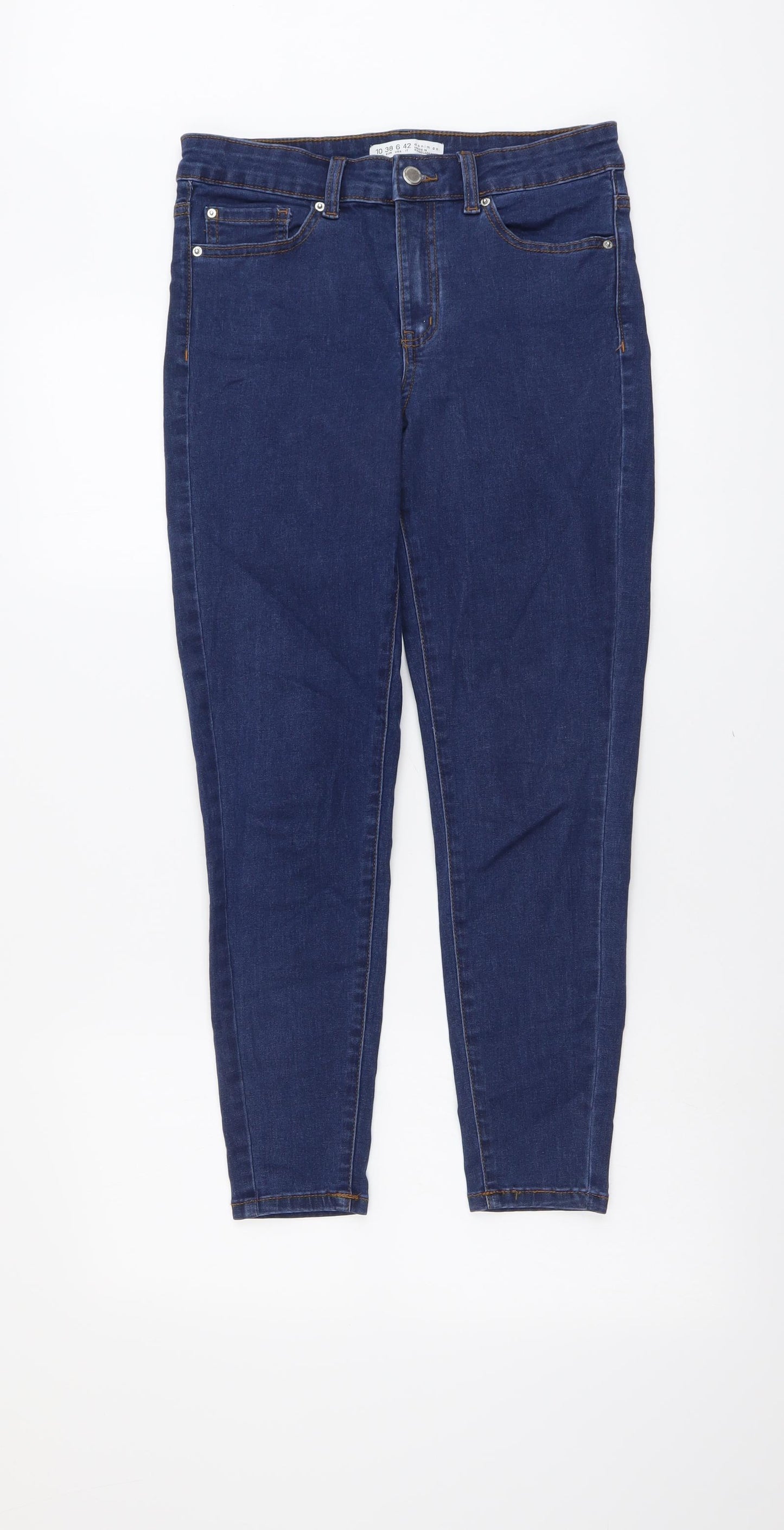 Denim & Co. Womens Blue Cotton Skinny Jeans Size 10 L26 in Regular Button