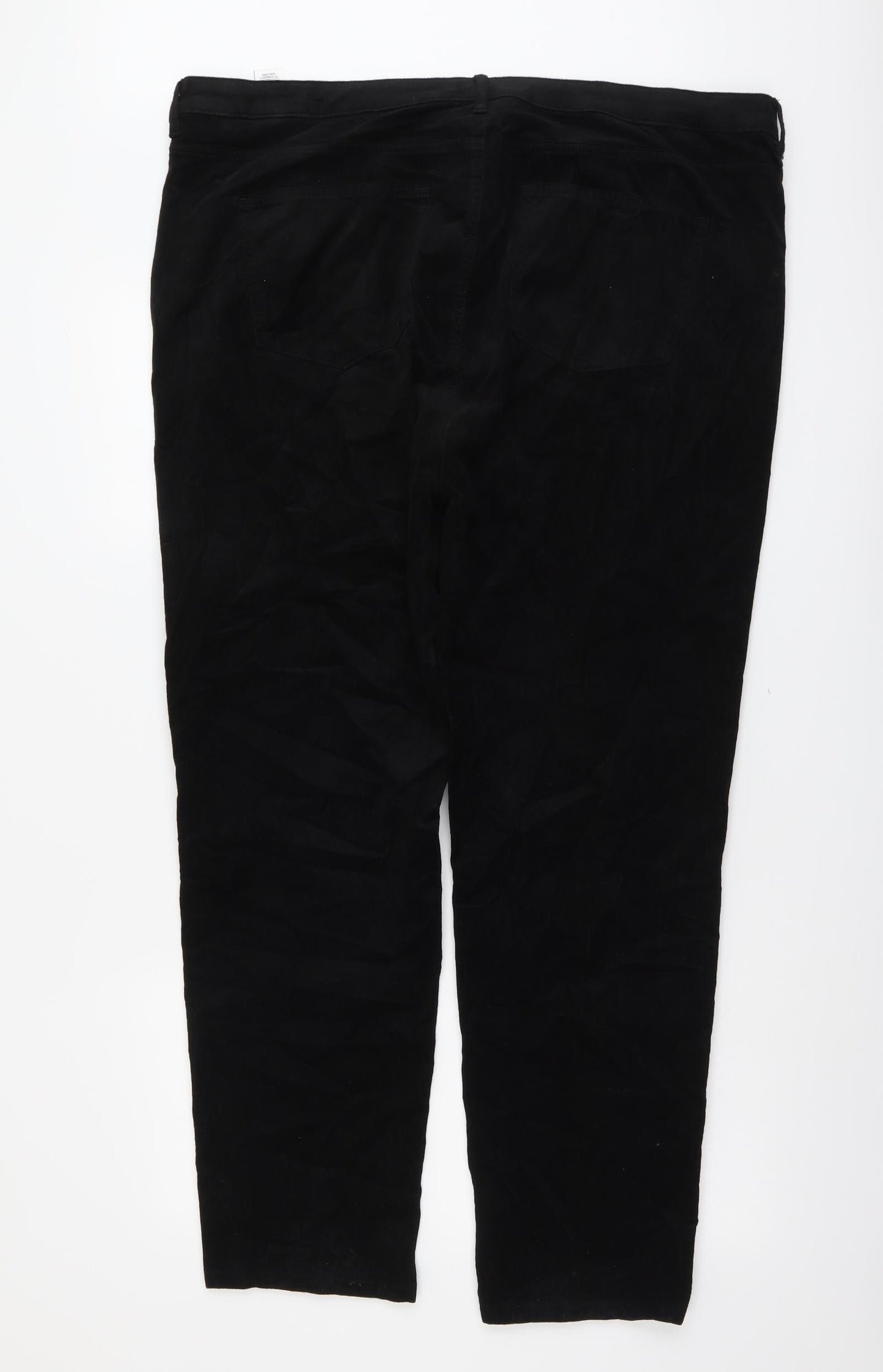 Marks and Spencer Womens Black Cotton Trousers Size 22 L30 in Regular Button