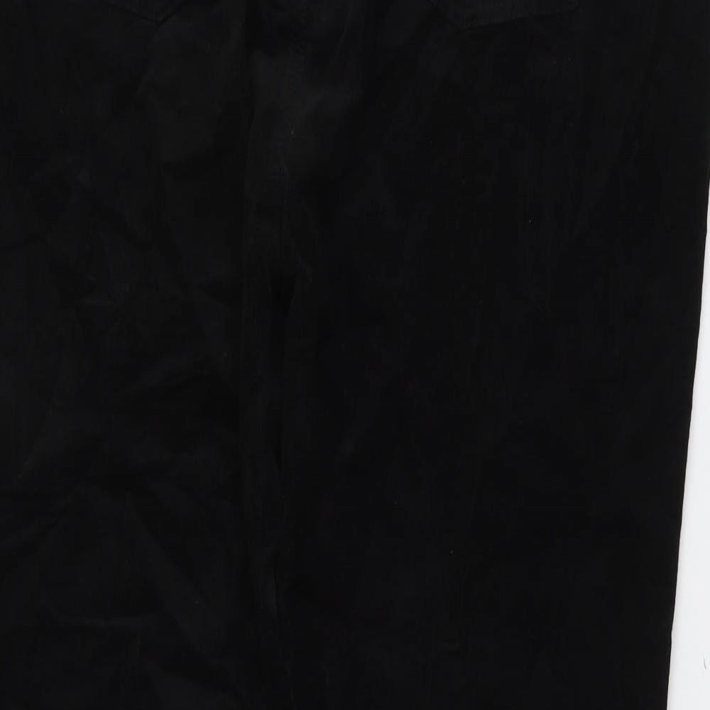 Marks and Spencer Womens Black Cotton Trousers Size 22 L30 in Regular Button
