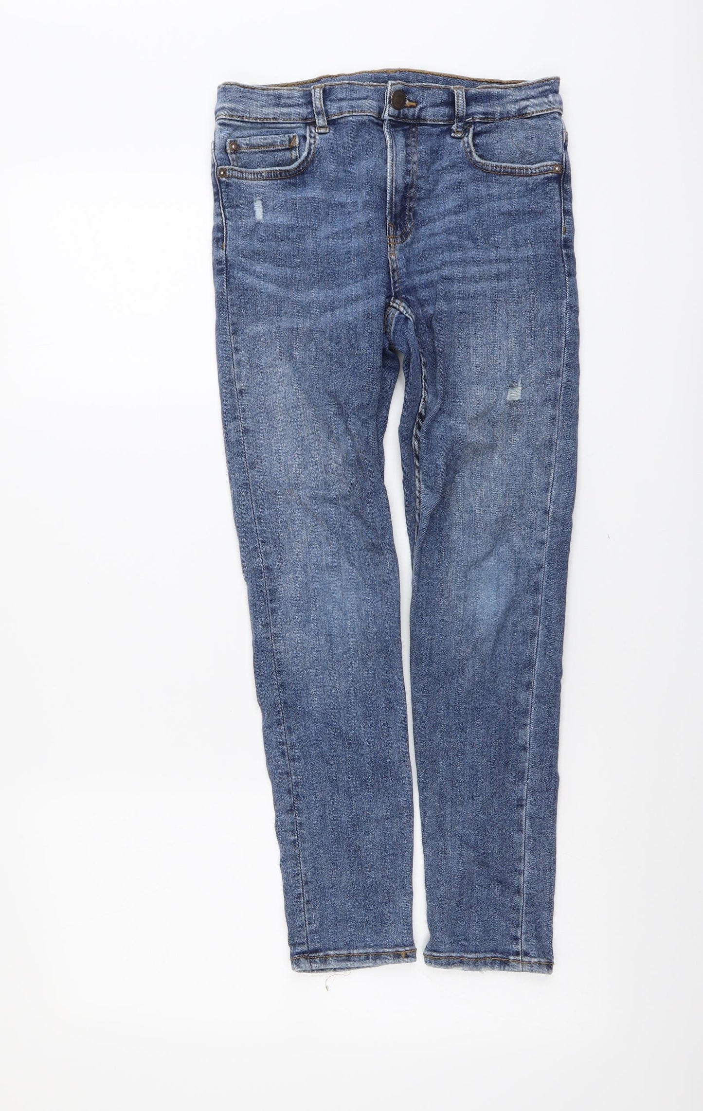 Zara Boys Blue Cotton Straight Jeans Size 11-12 Years Regular Button