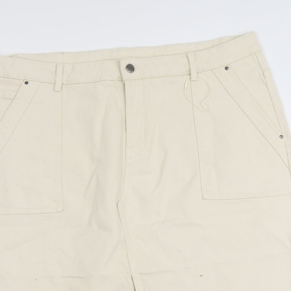 Per Una Womens Beige Cotton Straight & Pencil Skirt Size 22 Button