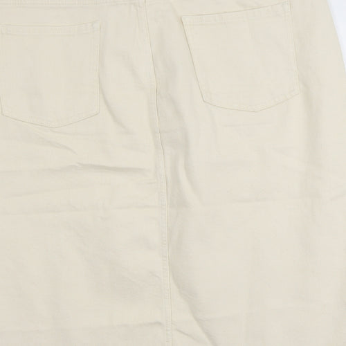 Per Una Womens Beige Cotton Straight & Pencil Skirt Size 22 Button