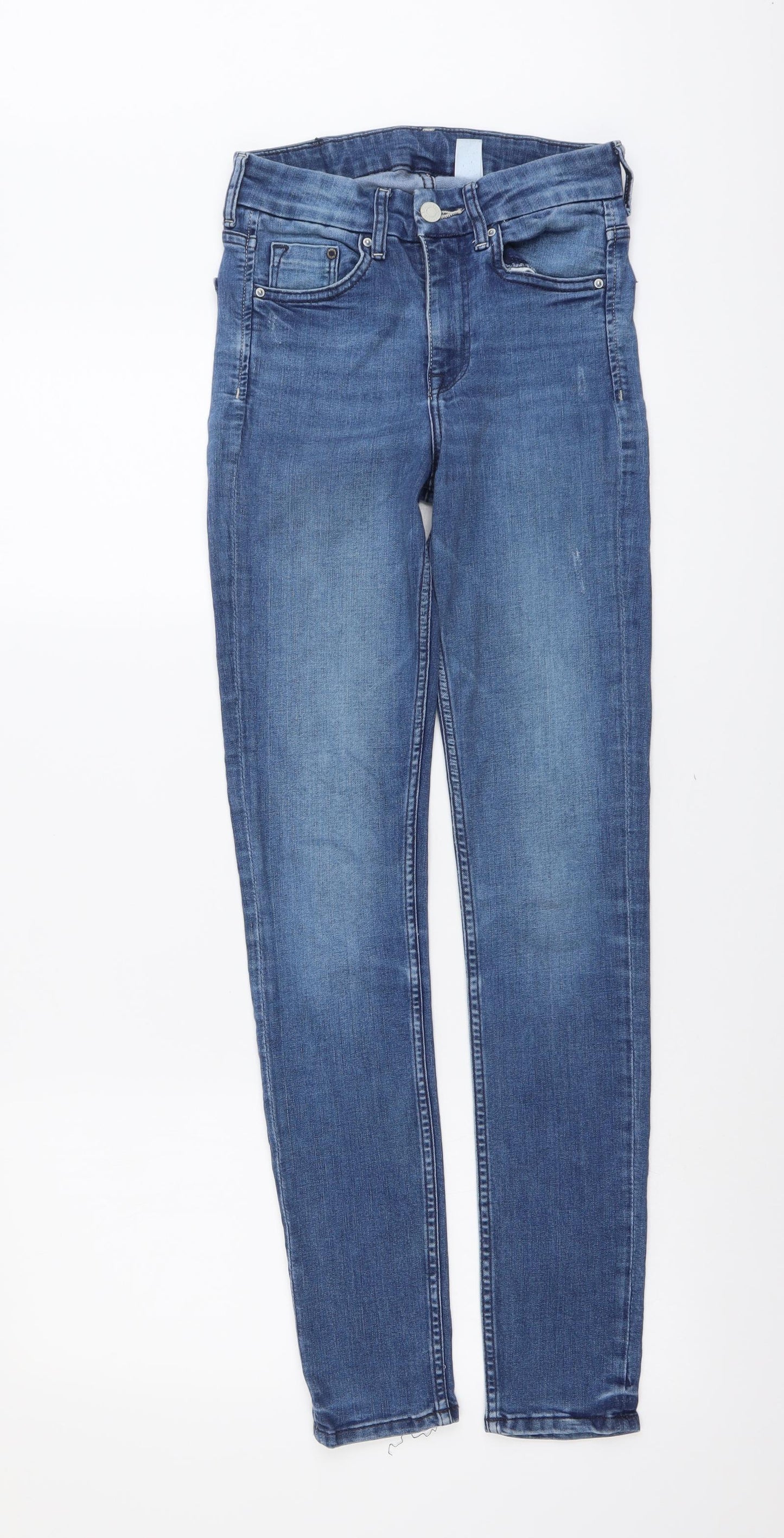 H&M Womens Blue Cotton Skinny Jeans Size 26 in L30 in Regular Button