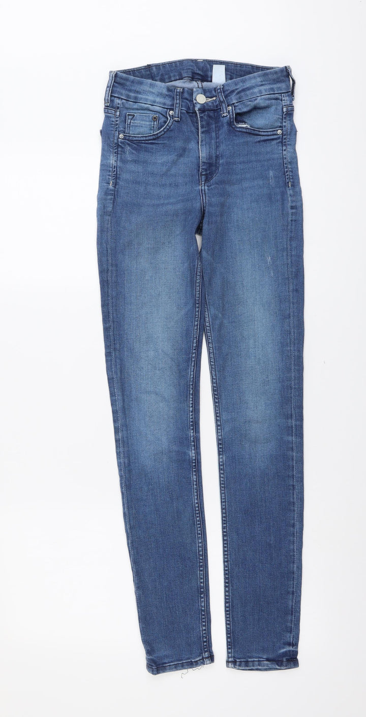 H&M Womens Blue Cotton Skinny Jeans Size 26 in L30 in Regular Button