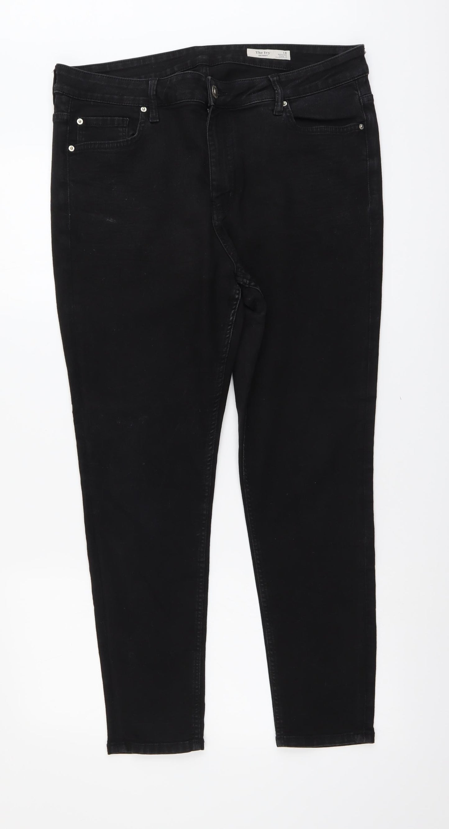 Marks and Spencer Womens Black Cotton Skinny Jeans Size 18 L27 in Regular Button