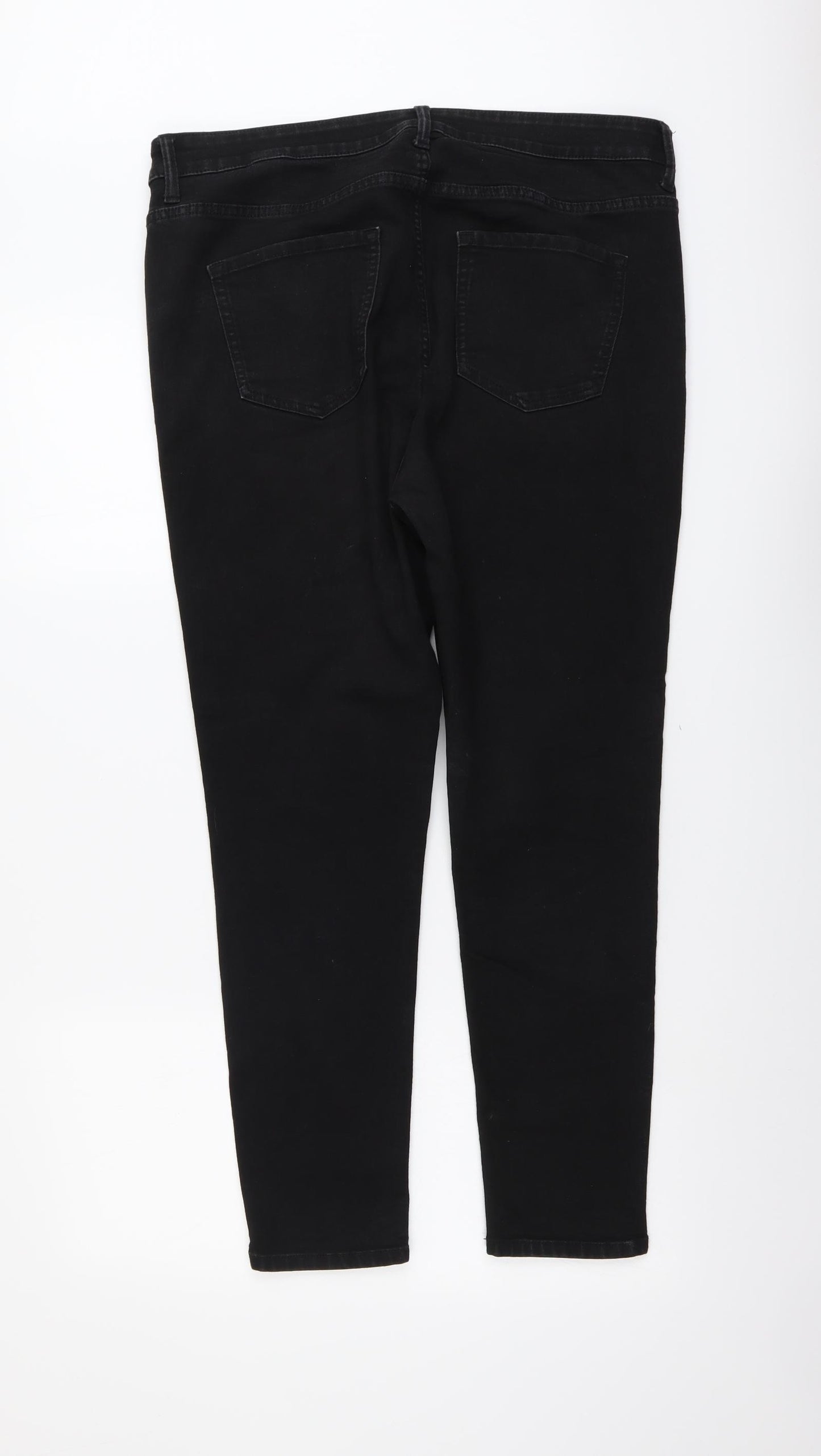 Marks and Spencer Womens Black Cotton Skinny Jeans Size 18 L27 in Regular Button