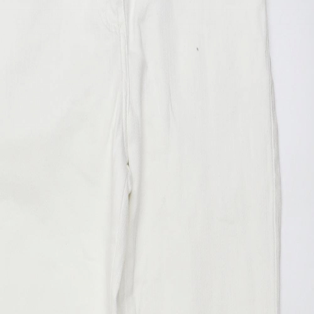 Marks and Spencer Womens White Cotton Bootcut Jeans Size 8 L30 in Regular Button