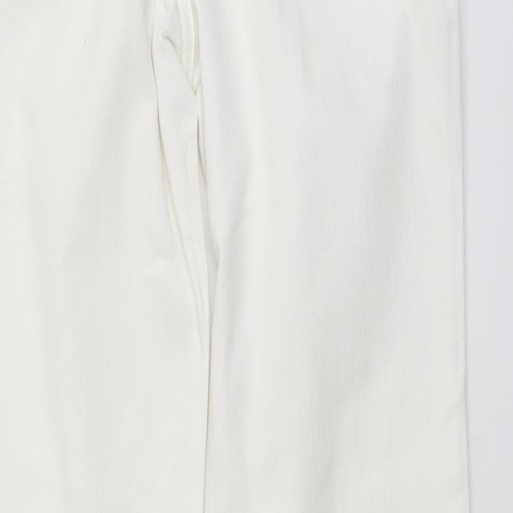Marks and Spencer Womens White Cotton Bootcut Jeans Size 8 L30 in Regular Button