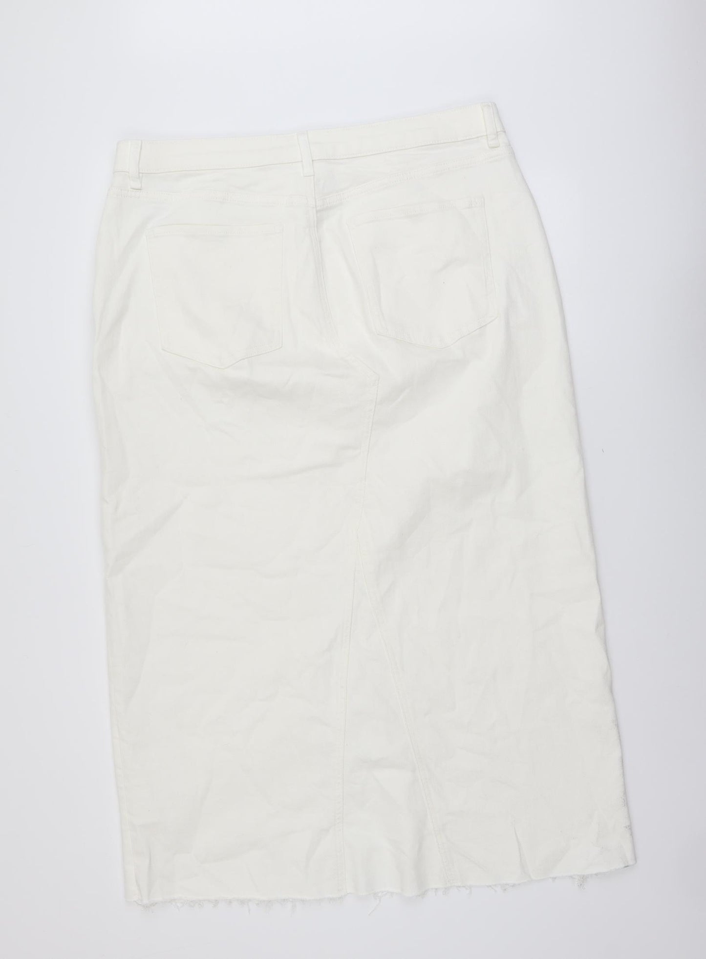 Marks and Spencer Womens Ivory Cotton Straight & Pencil Skirt Size 20 Button