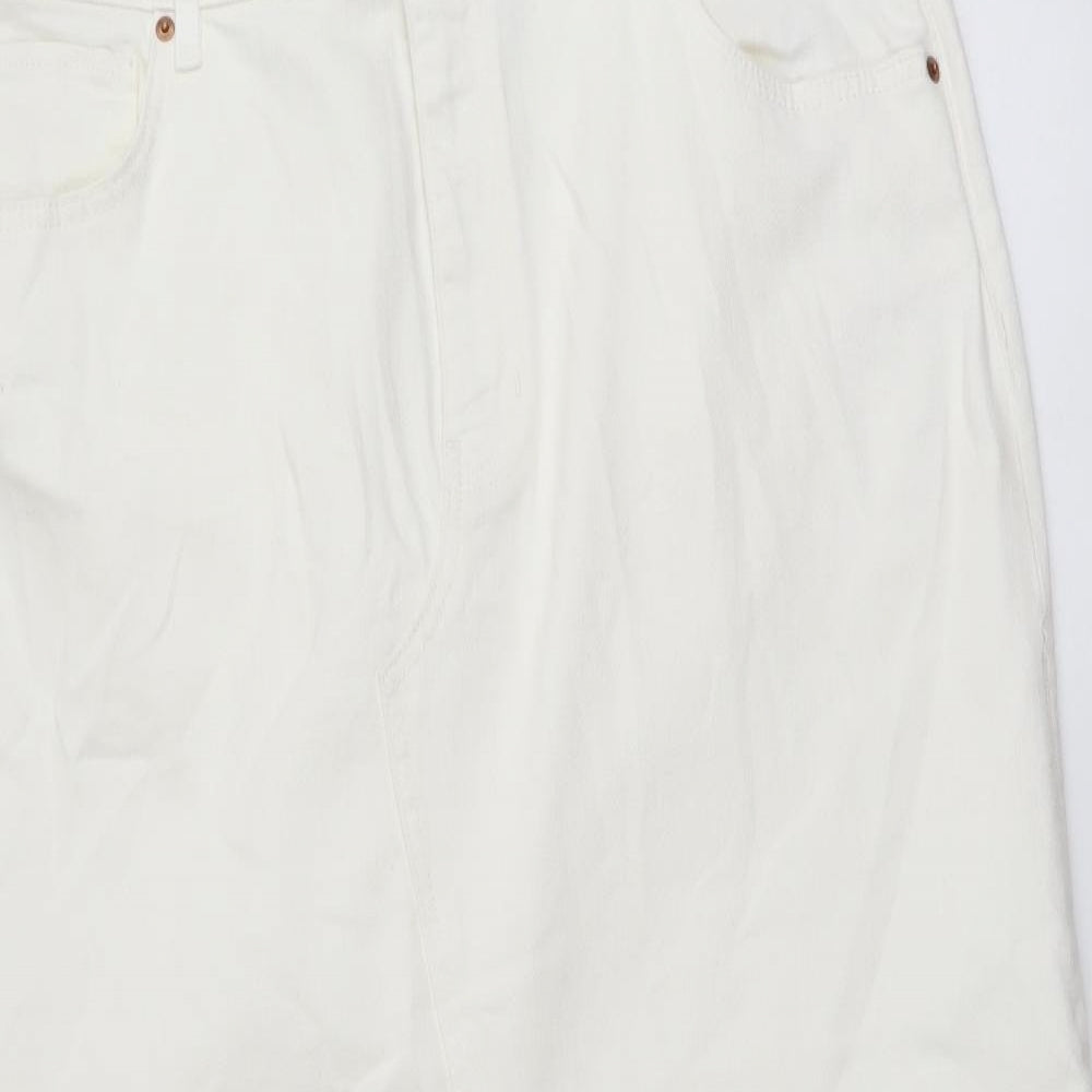 Marks and Spencer Womens Ivory Cotton Straight & Pencil Skirt Size 20 Button