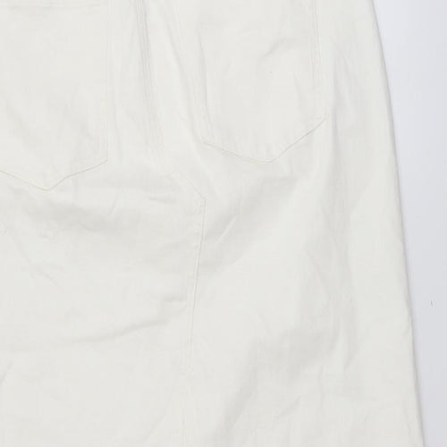 Marks and Spencer Womens Ivory Cotton Straight & Pencil Skirt Size 20 Button
