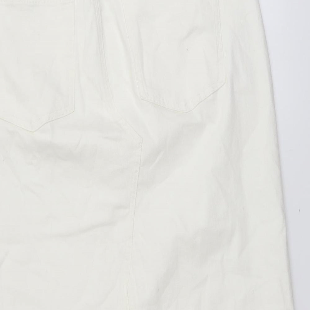 Marks and Spencer Womens Ivory Cotton Straight & Pencil Skirt Size 20 Button