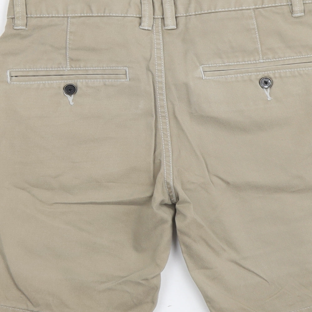 Topman Mens Beige Cotton Chino Shorts Size 28 in L8 in Regular Button