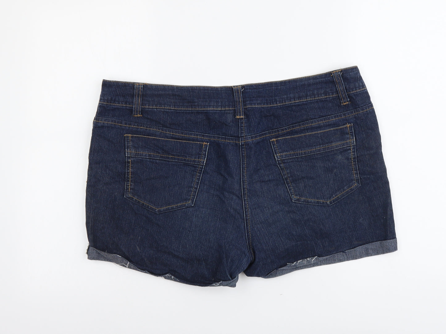 Cherokee Womens Blue Cotton Hot Pants Shorts Size 16 L3 in Regular Button