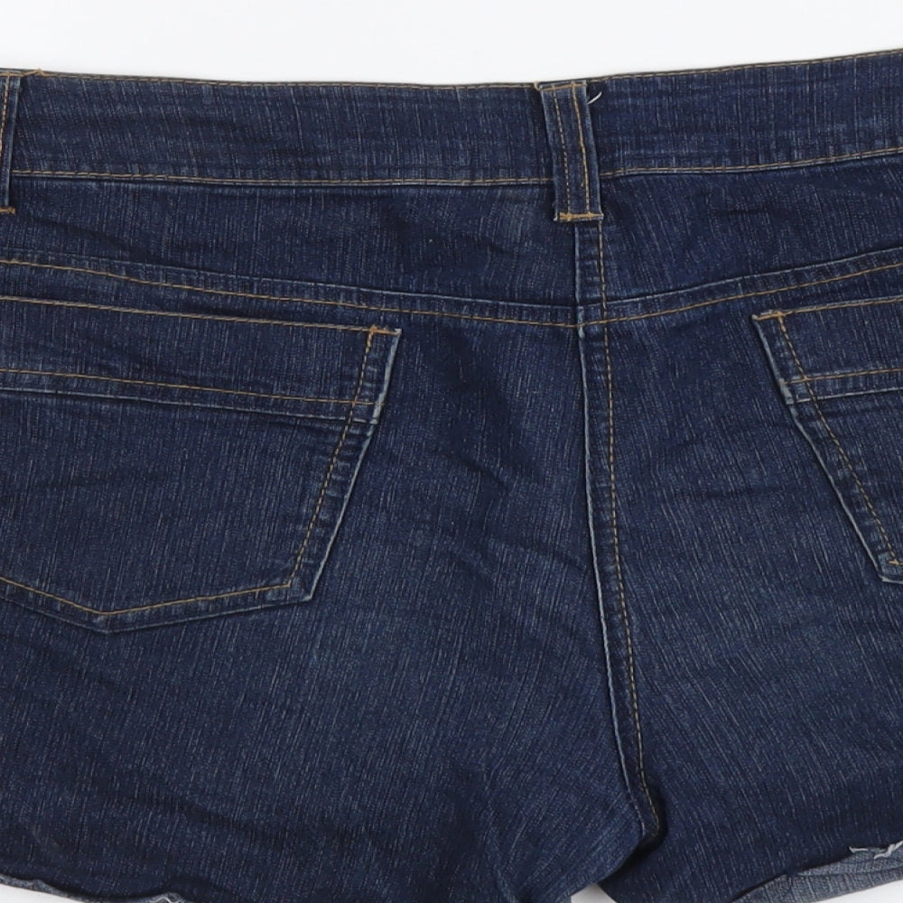 Cherokee Womens Blue Cotton Hot Pants Shorts Size 16 L3 in Regular Button