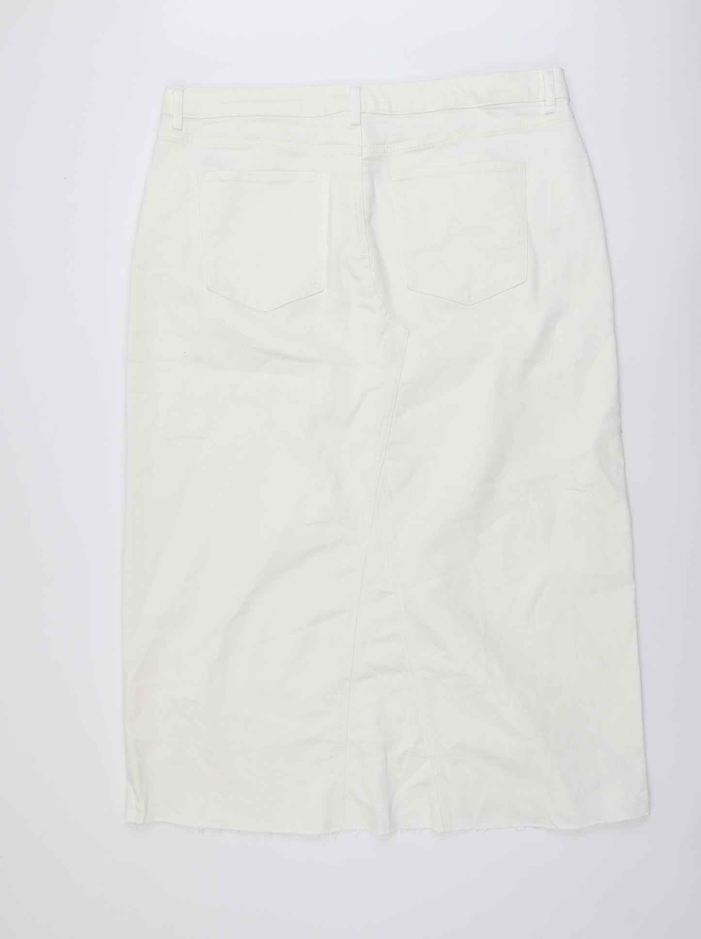 Marks and Spencer Womens Ivory Cotton Straight & Pencil Skirt Size 22 Button