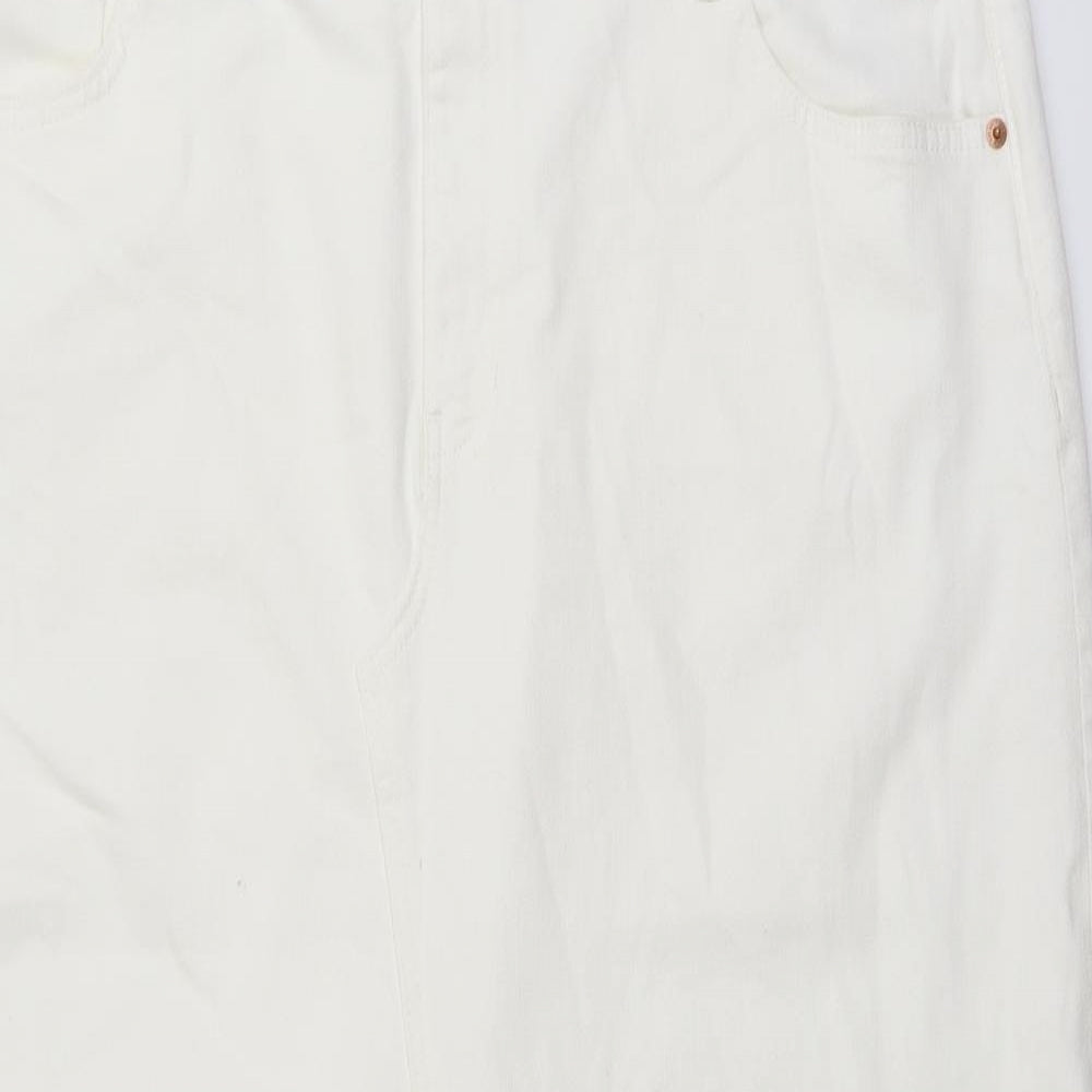 Marks and Spencer Womens Ivory Cotton Straight & Pencil Skirt Size 22 Button