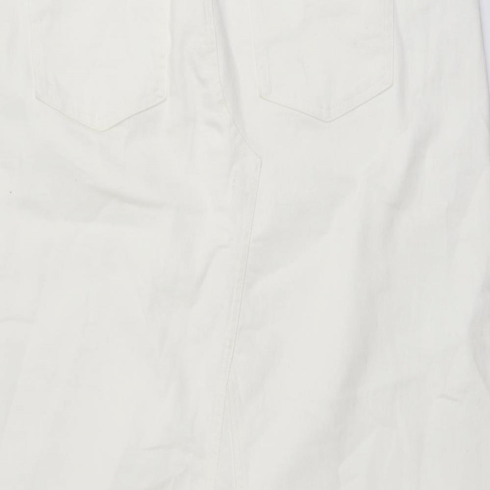Marks and Spencer Womens Ivory Cotton Straight & Pencil Skirt Size 22 Button