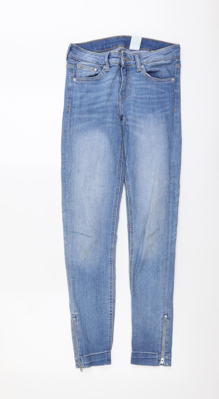 H&M Womens Blue Cotton Skinny Jeans Size 26 in L27 in Regular Button
