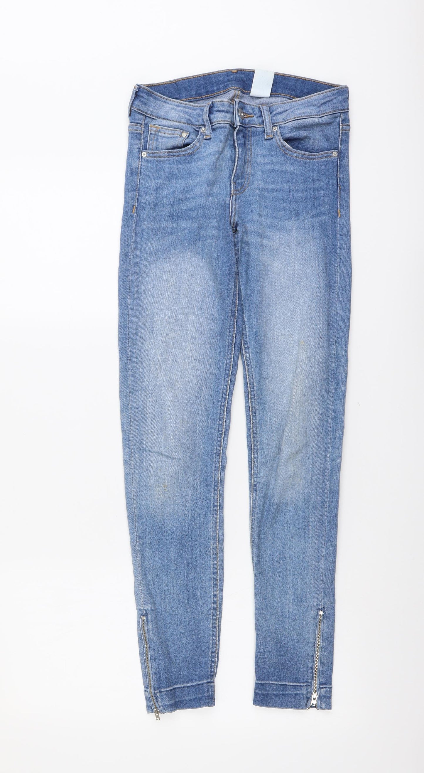 H&M Womens Blue Cotton Skinny Jeans Size 26 in L27 in Regular Button