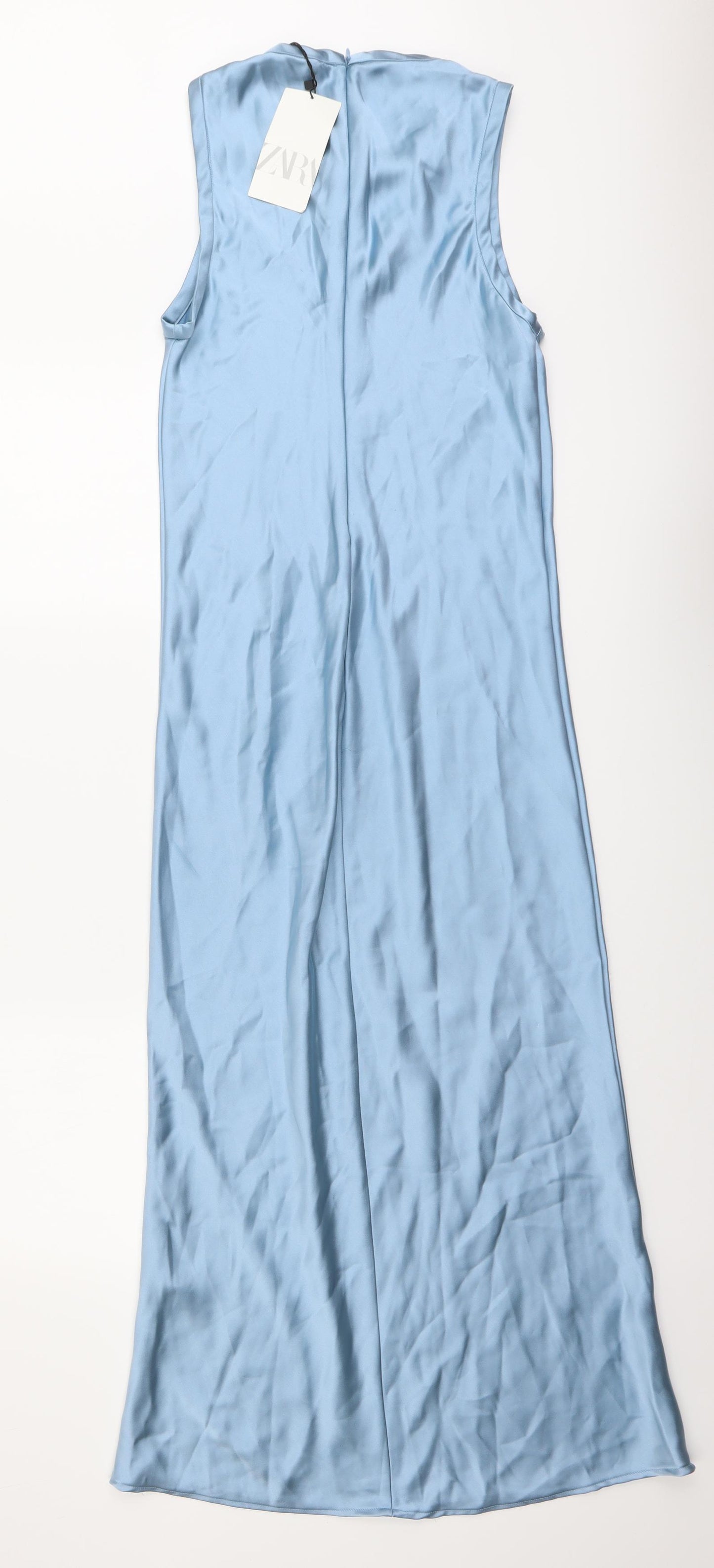 Zara Womens Blue Polyester Maxi Size XS Round Neck Zip