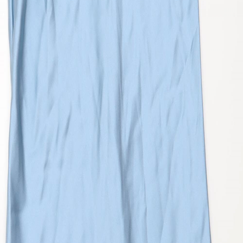 Zara Womens Blue Polyester Maxi Size XS Round Neck Zip