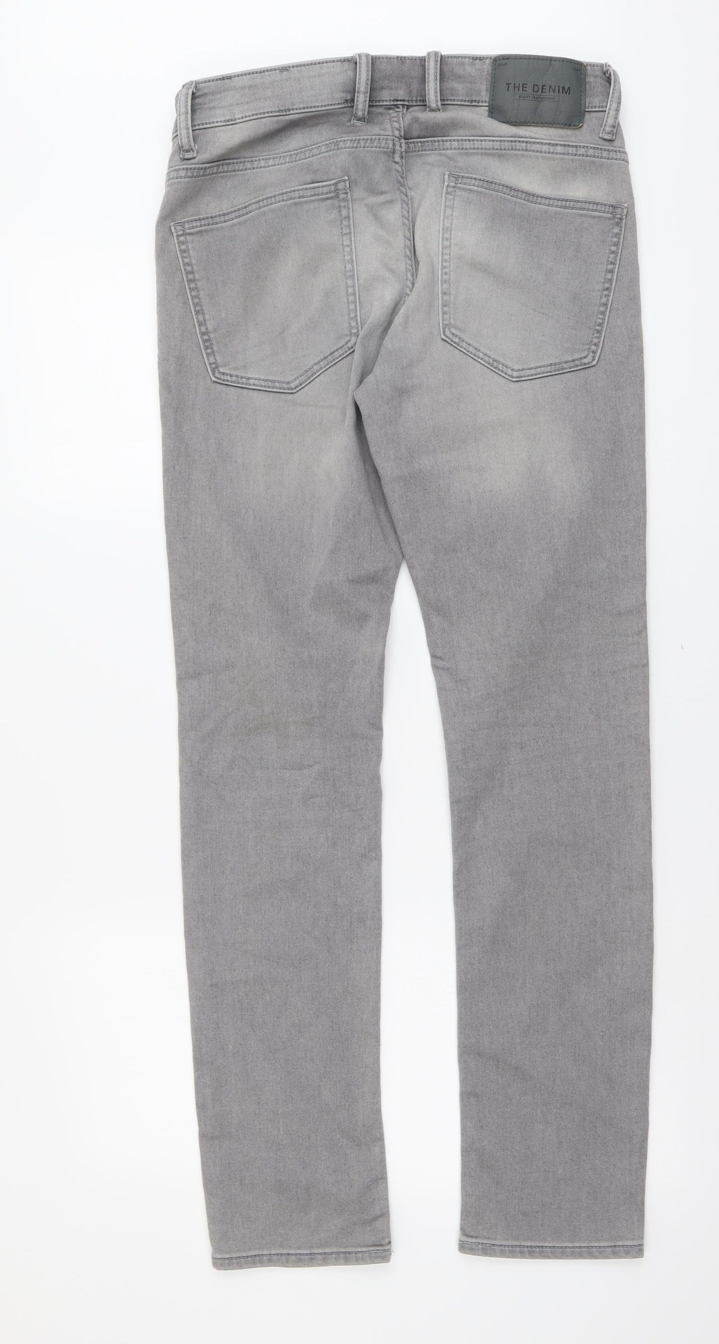 C&A Mens Grey Cotton Straight Jeans Size 32 in L32 in Slim Button