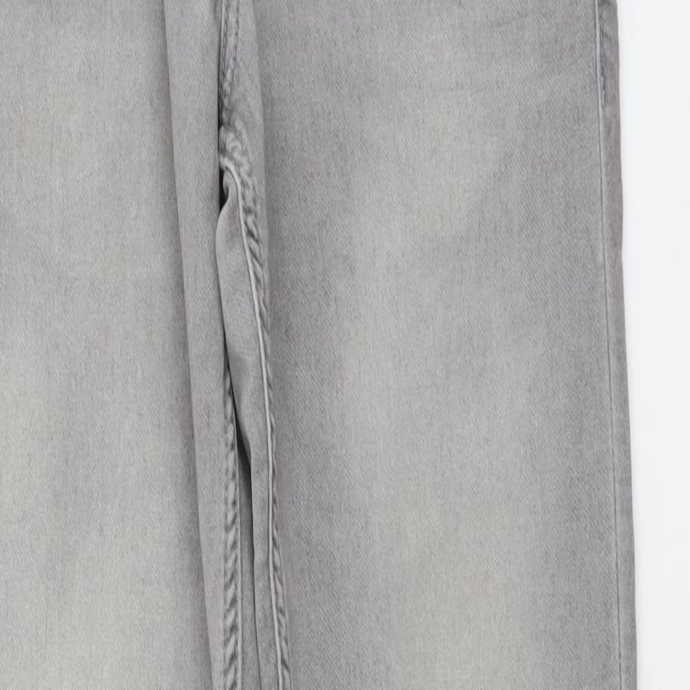 C&A Mens Grey Cotton Straight Jeans Size 32 in L32 in Slim Button