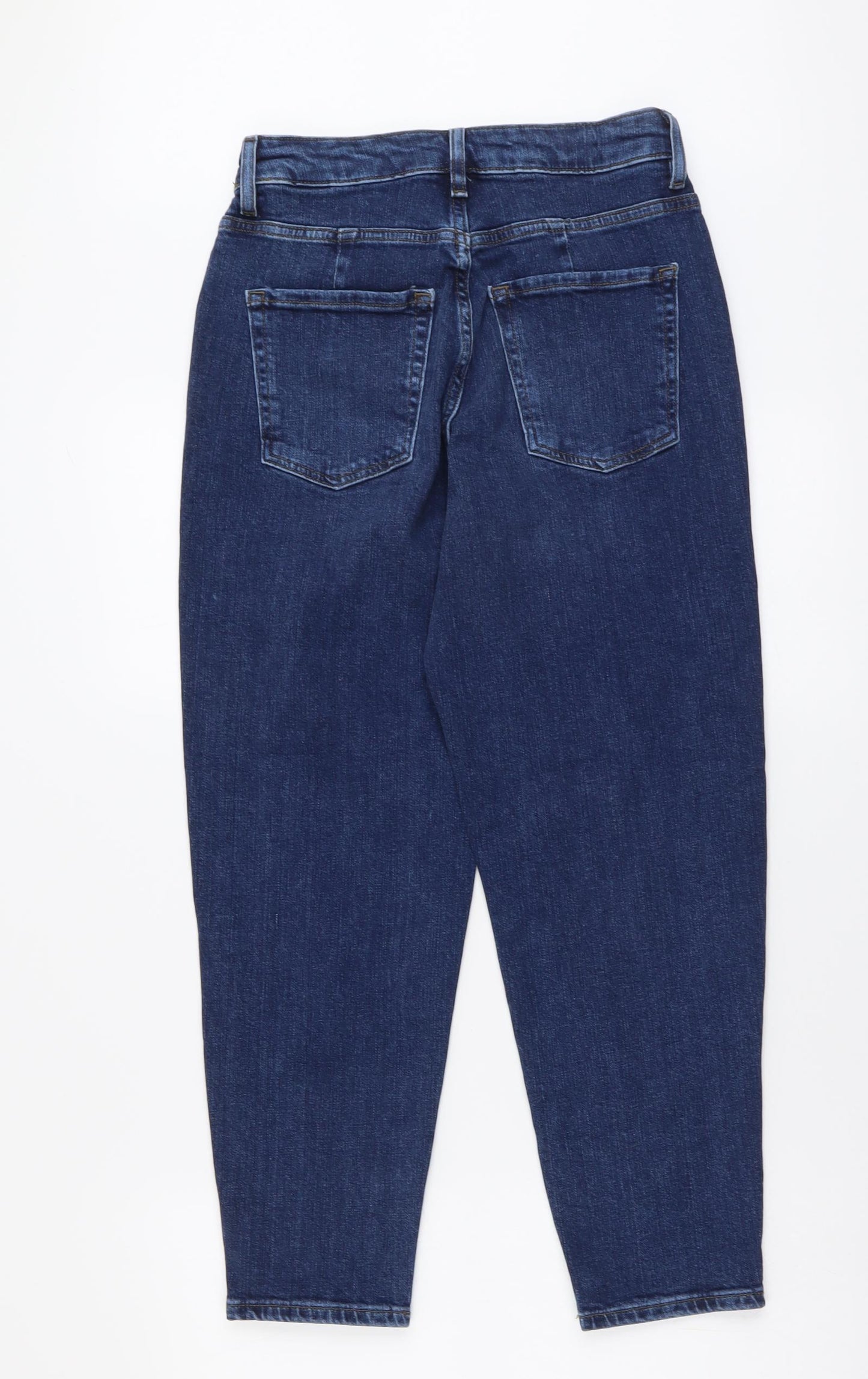 Marks and Spencer Womens Blue Cotton Mom Jeans Size 8 L25 in Regular Button