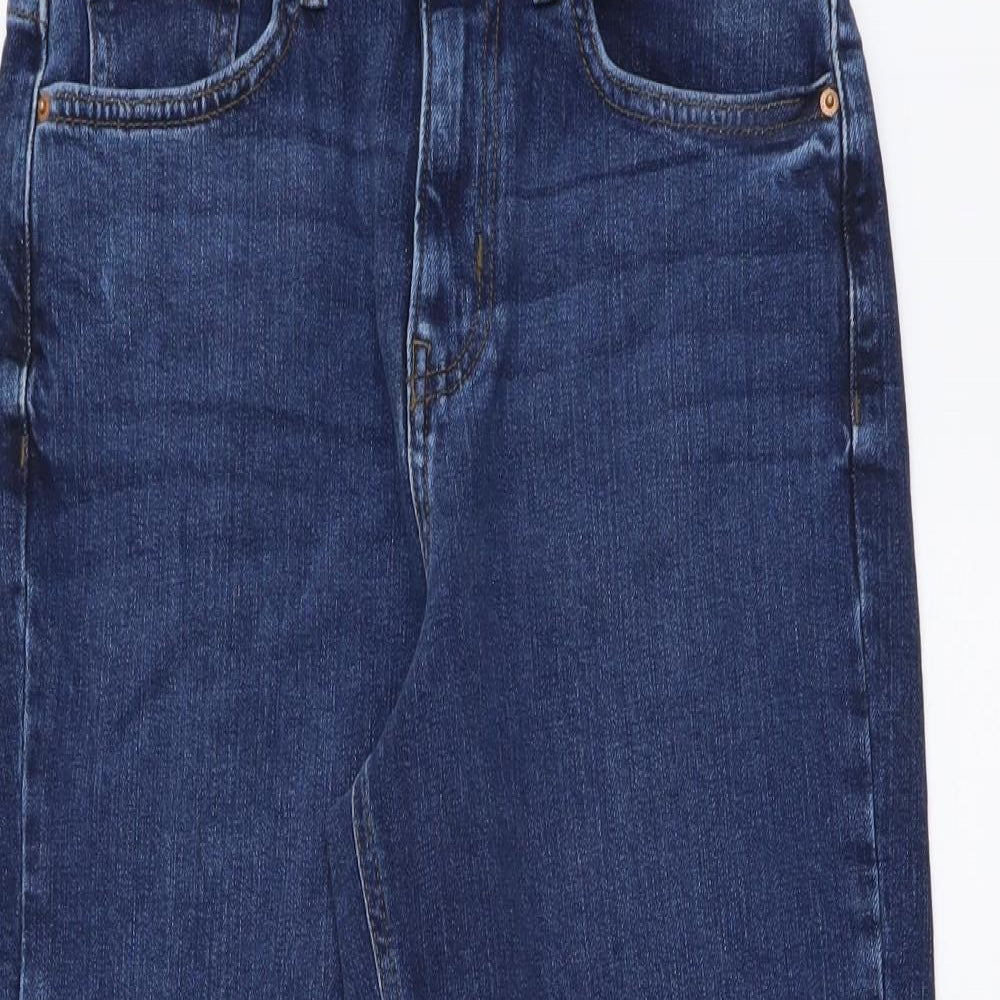 Marks and Spencer Womens Blue Cotton Mom Jeans Size 8 L25 in Regular Button