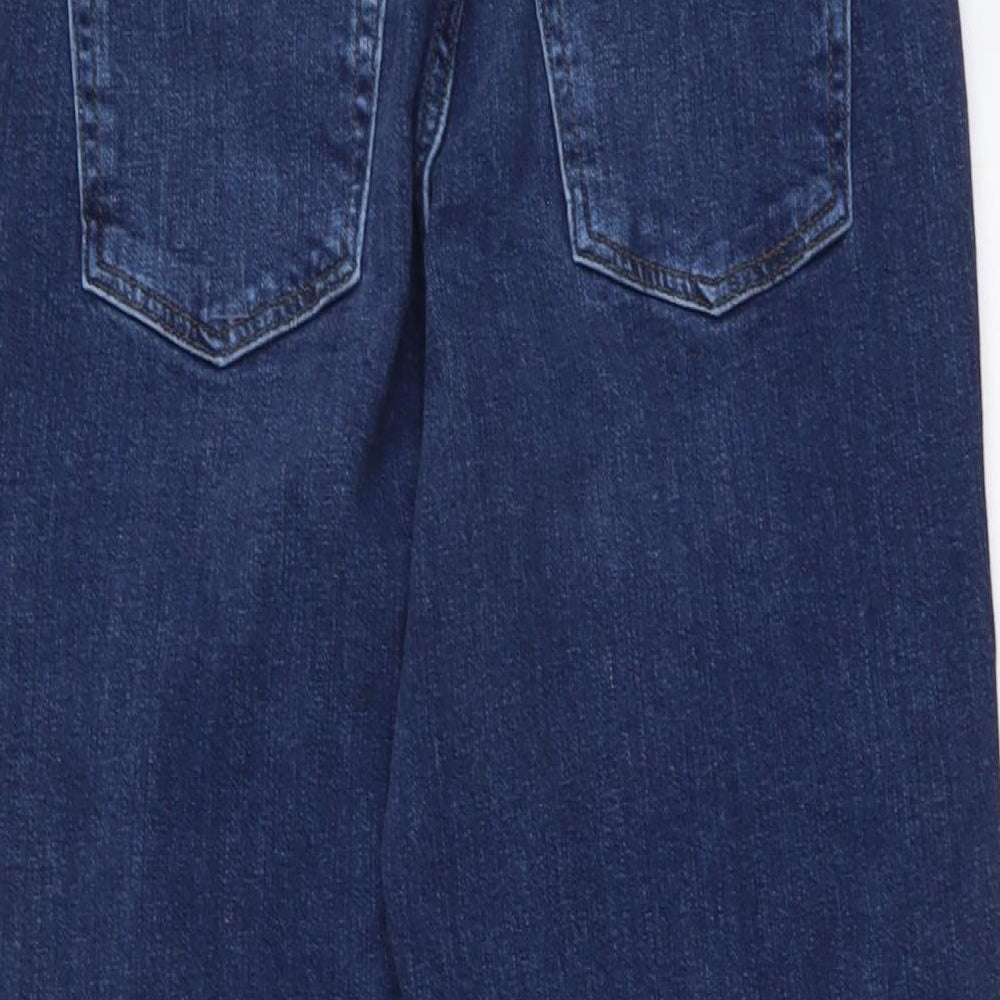 Marks and Spencer Womens Blue Cotton Mom Jeans Size 8 L25 in Regular Button