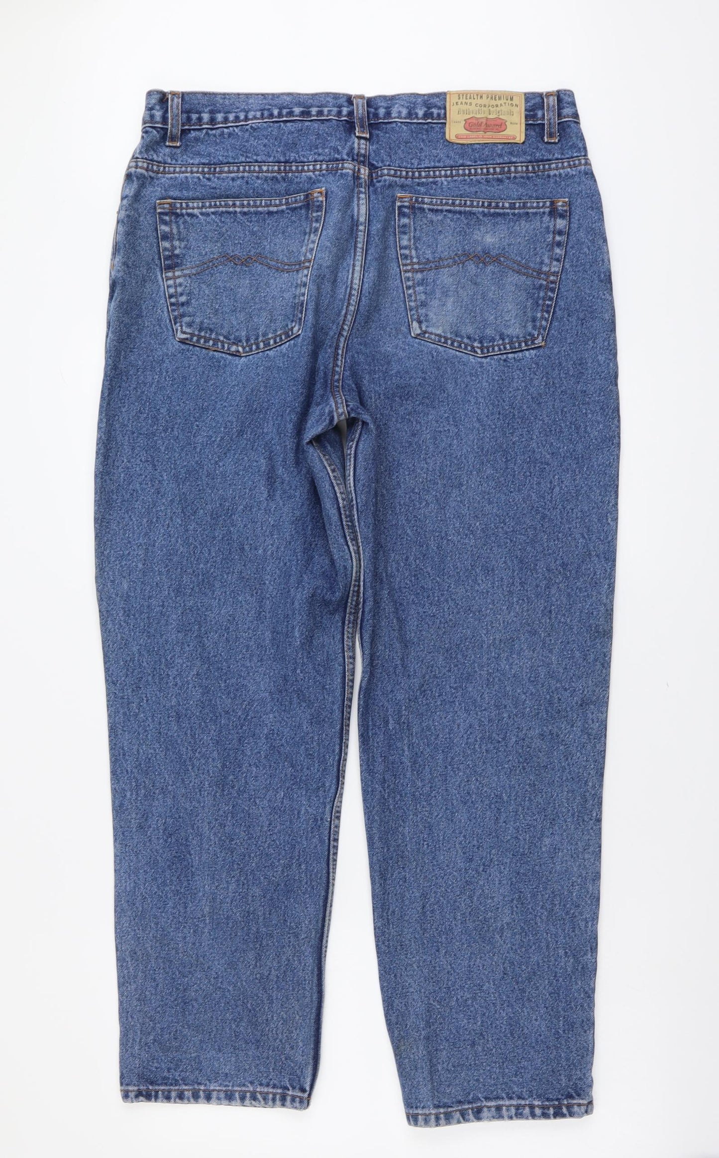 Gold Award Womens Blue Cotton Mom Jeans Size 38 in L29 in Regular Button