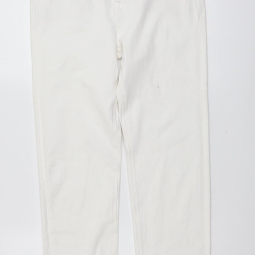 Marks and Spencer Womens White Cotton Skinny Jeans Size 30 in L30 in Regular Button