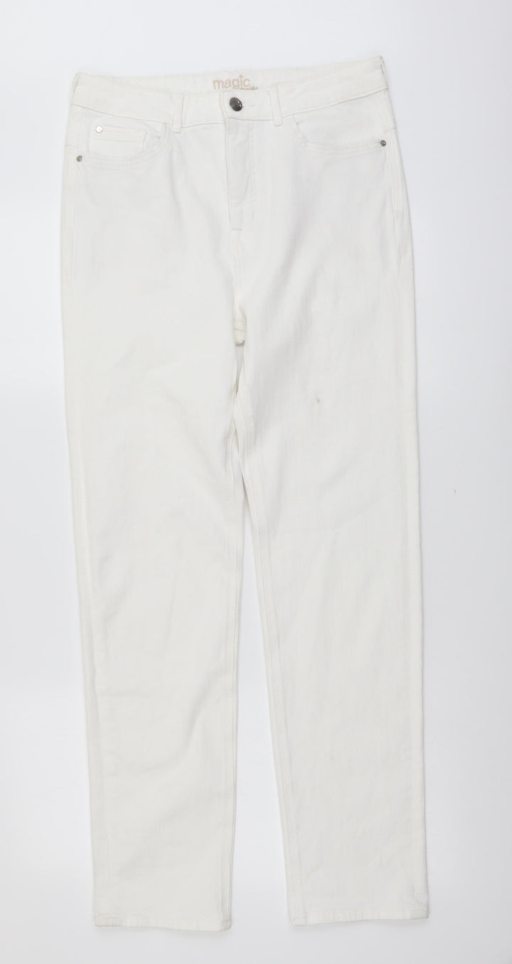 Marks and Spencer Womens White Cotton Skinny Jeans Size 30 in L30 in Regular Button
