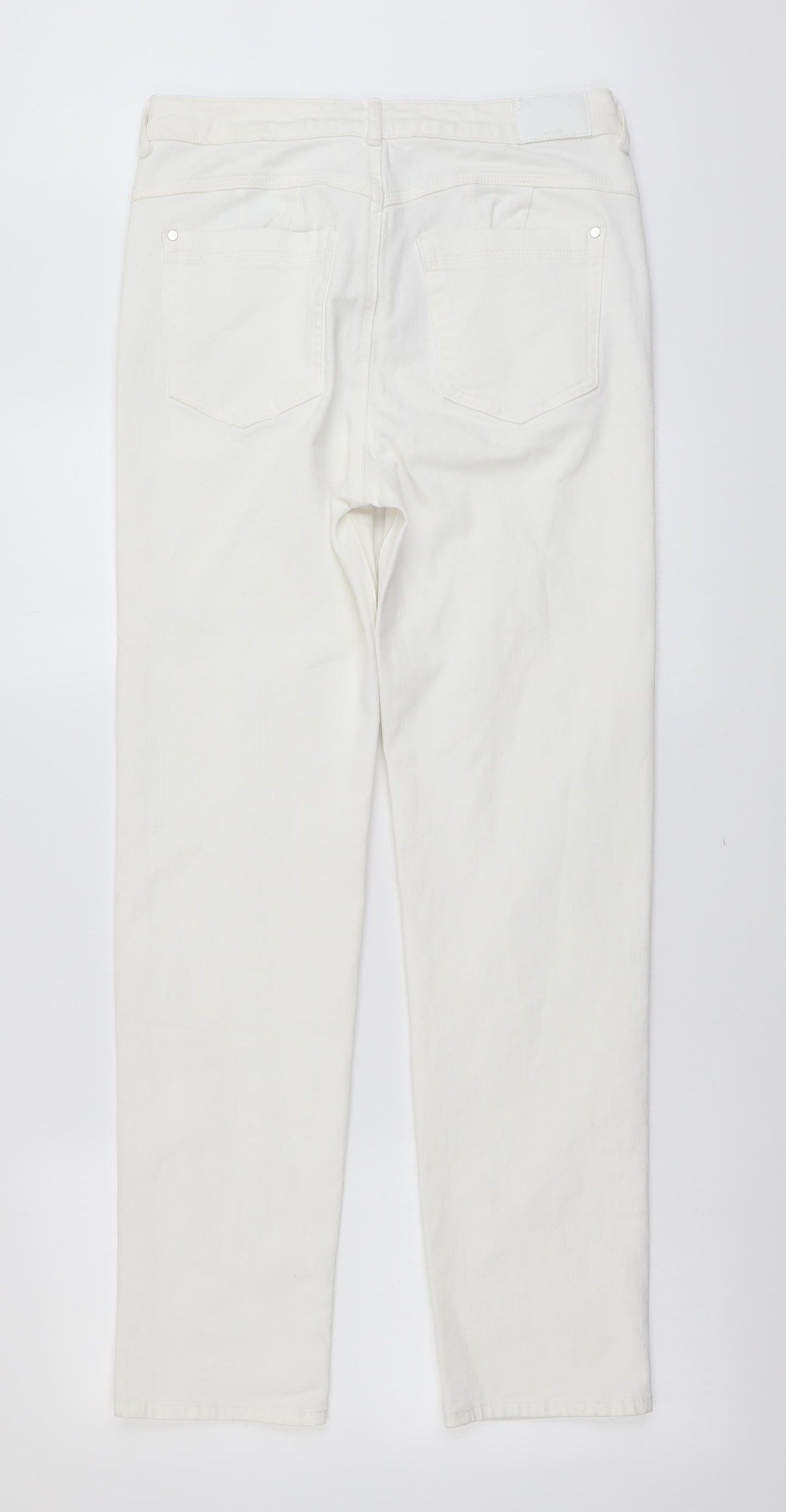 Marks and Spencer Womens White Cotton Skinny Jeans Size 30 in L30 in Regular Button